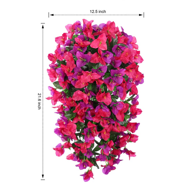 HyeFlora نباتات زهور صناعية معلقة من Hyeflora Bougainvillea للديكور في الهواء الطلق قطعتين من الزهور المزيفة الحرير البوغانفيليا فاينز واقعية مقاومة للأشعة فوق البنفسجية للمزارعين في الهواء الطلق، مزيج من فناء الشرفة - Image 5