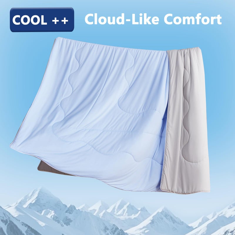 Vielit Cooling Comforter Queen Size for Hot Sleepers and Night Sweats, Luxury Lightweight Summer Comforter, Soft Double Sided Breathable Cooling Blankets,Q-Max>0.425,Machinewashable,90x90,Grey Blue - Image 5
