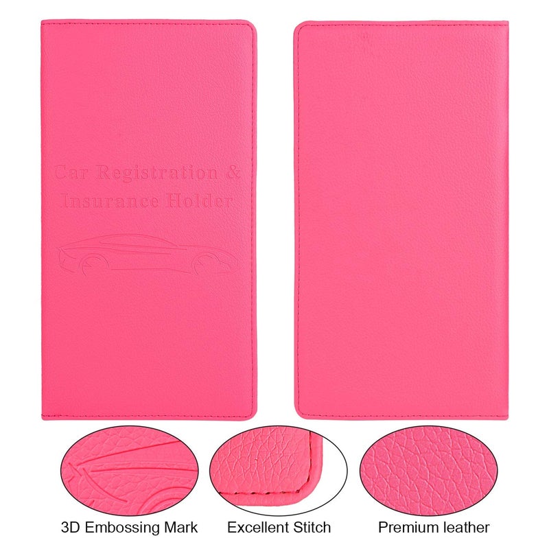 Cacturism Car Registration and Insurance Holder, Car Accessories Vehicle Glove Box Car Organizer Women Car Accessories with Magnetic Shut for Cards, Essential Document, Driver License, Hot Pink - Image 5