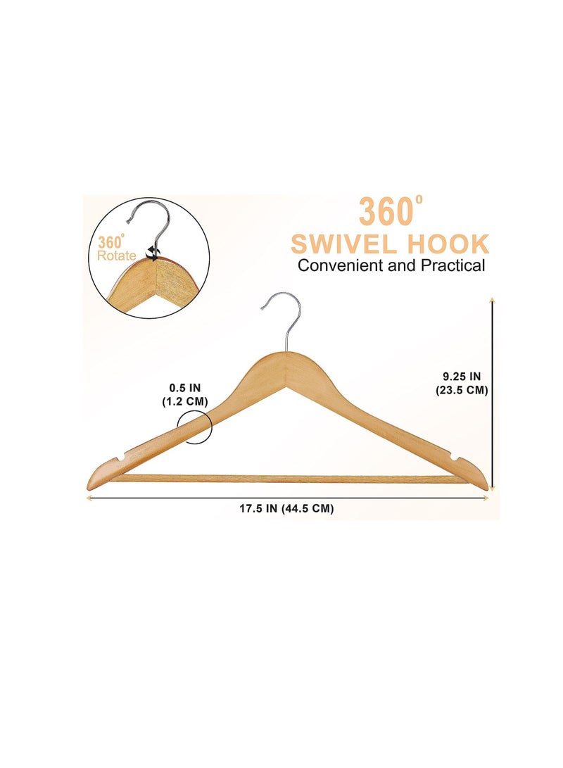 Premium Wooden Hangers 20 Pack - Durable And Slim Coat Hanger - Suit Hangers with 360-Degree Rotatable Hook - Wood Hangers with Shoulder Grooves (Natural Color)  - Image 2