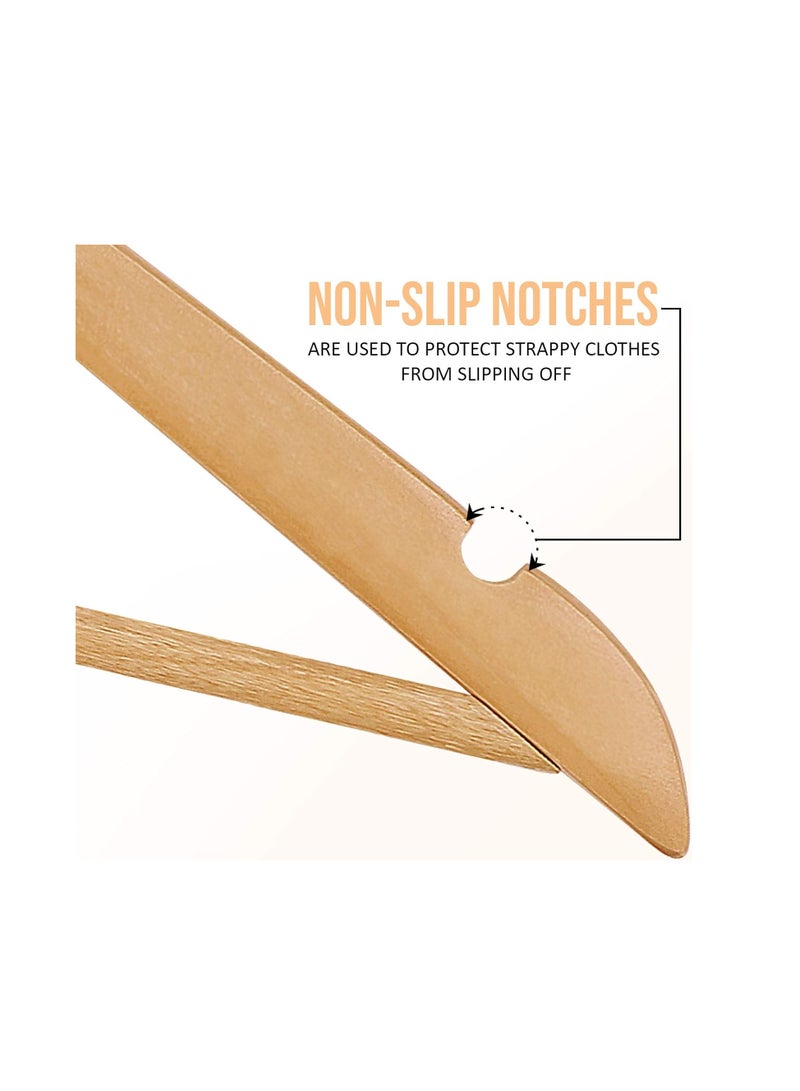 Premium Wooden Hangers 20 Pack - Durable And Slim Coat Hanger - Suit Hangers with 360-Degree Rotatable Hook - Wood Hangers with Shoulder Grooves (Natural Color)  - Image 4
