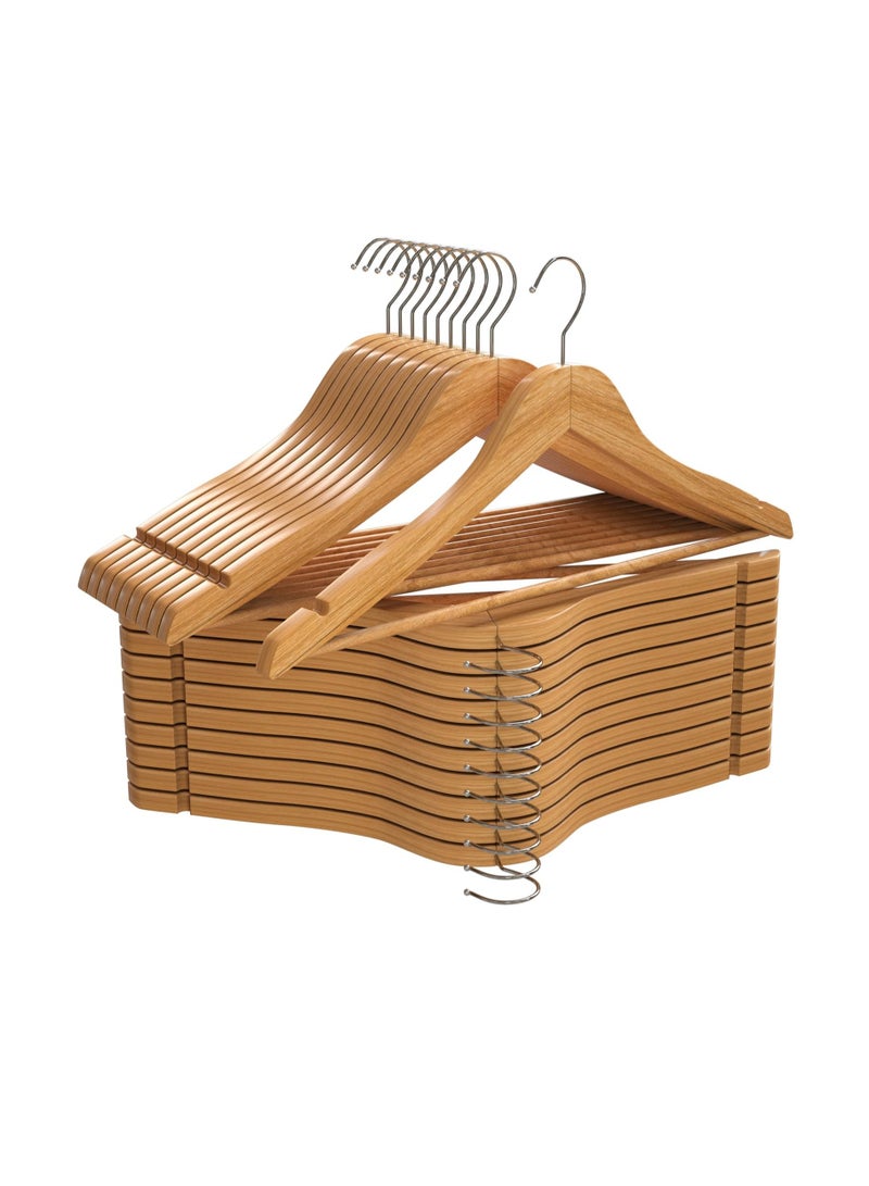 Premium Wooden Hangers 20 Pack - Durable And Slim Coat Hanger - Suit Hangers with 360-Degree Rotatable Hook - Wood Hangers with Shoulder Grooves (Natural Color)  - Image 1
