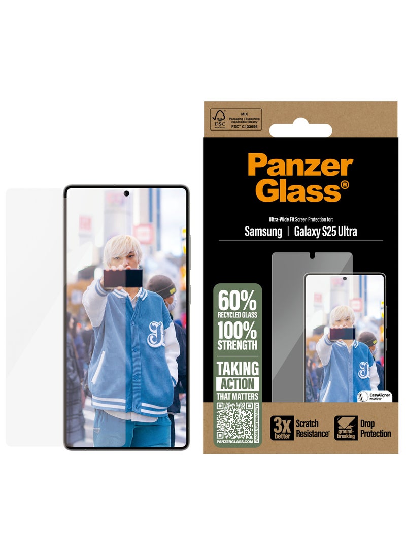بانزرجلاس "بانزر جلاس حماية شاشة سامسونج جالاكسي  S25 الترا  مقاس واسع  شفاف" - Image 2