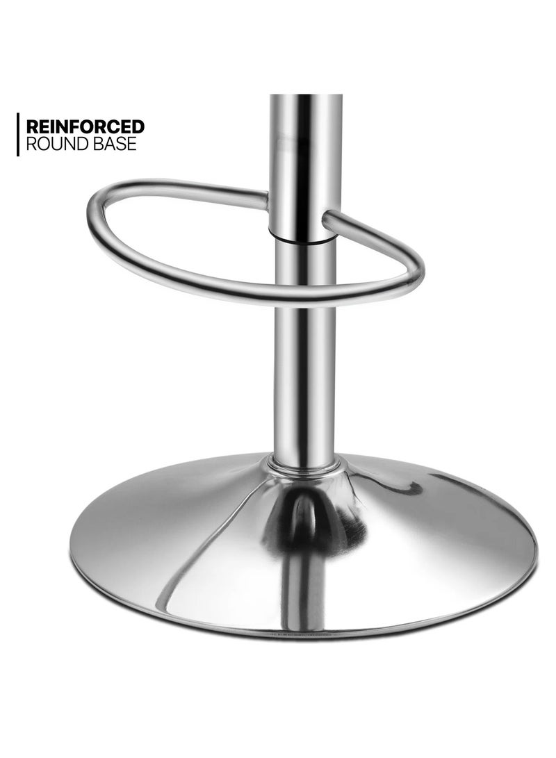 مفروشات صابر واخوانه (ذ.م.م) SBF Height Adjustable Bar Stools | Set of 2 PU Leather Swivel Chairs with Backrest and Footrest | Hydraulic Chrome Base for Kitchen & Dining, Black - Image 5