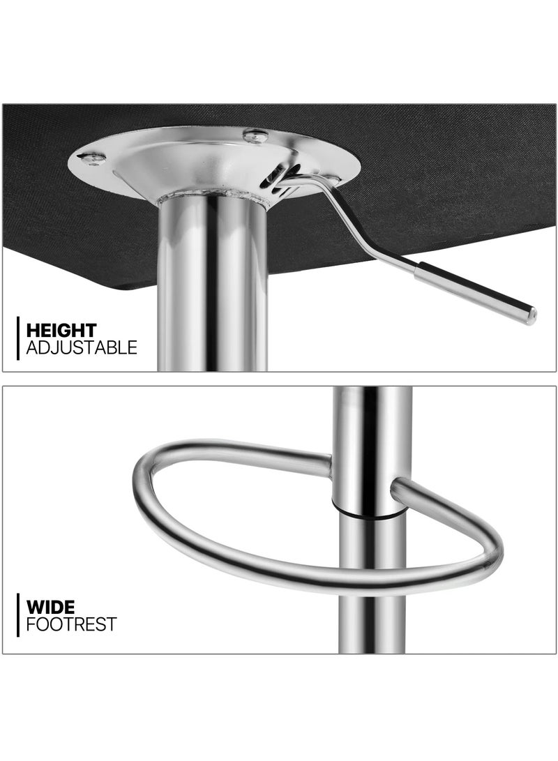 مفروشات صابر واخوانه (ذ.م.م) SBF Height Adjustable Bar Stools | Set of 2 PU Leather Swivel Chairs with Backrest and Footrest | Hydraulic Chrome Base for Kitchen & Dining, Black - Image 3