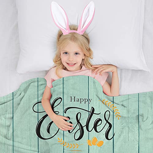 Abaysto Easter Throw Blanket for Kids Warm Plush Fleece Blanket Flannel Bed Blanket Bunny Tail Easter Eggs Rabbit Spring Flowers Lightweight Easter Blanket for Sofa Bed Couch 40"x50" - Image 2