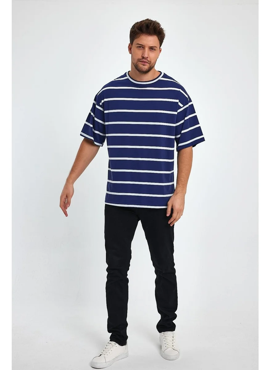 الكسندر جاردي Striped Oversize T-Shirt (E23-0046)