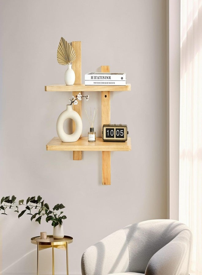 ZELURA Floating Wall Shelves, Decorative Display Shelves with Wood Finish, 2-Tier Design - Image 2