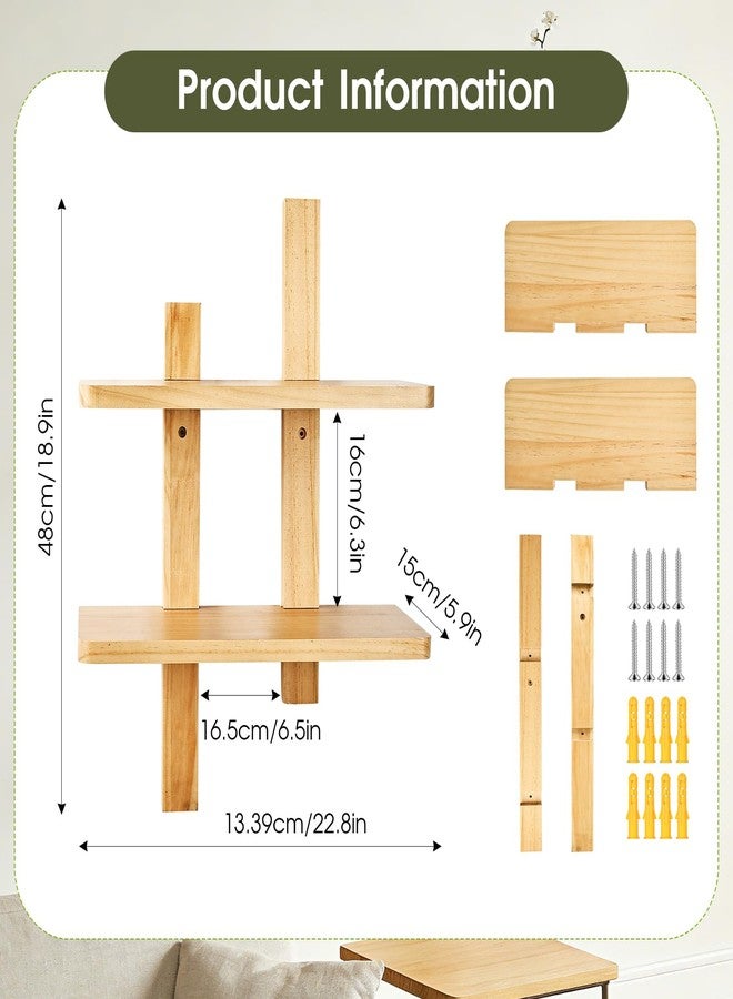 ZELURA Floating Wall Shelves, Decorative Display Shelves with Wood Finish, 2-Tier Design - Image 4
