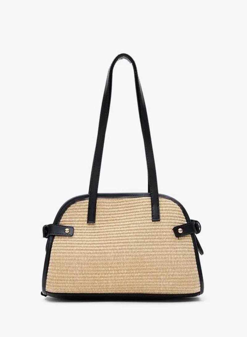 Vosges Straw Shoulder Bag - Black.