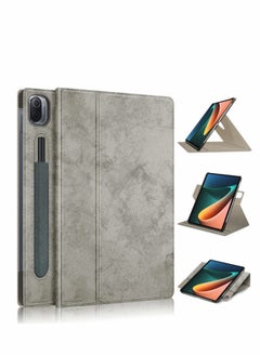 Case for Xiaomi Mi Pad 5 case Pro Elastic Strap Pen Holder Stand Auto Sleep Wake Up Function Cover PU Leather Tablet Cases Gray