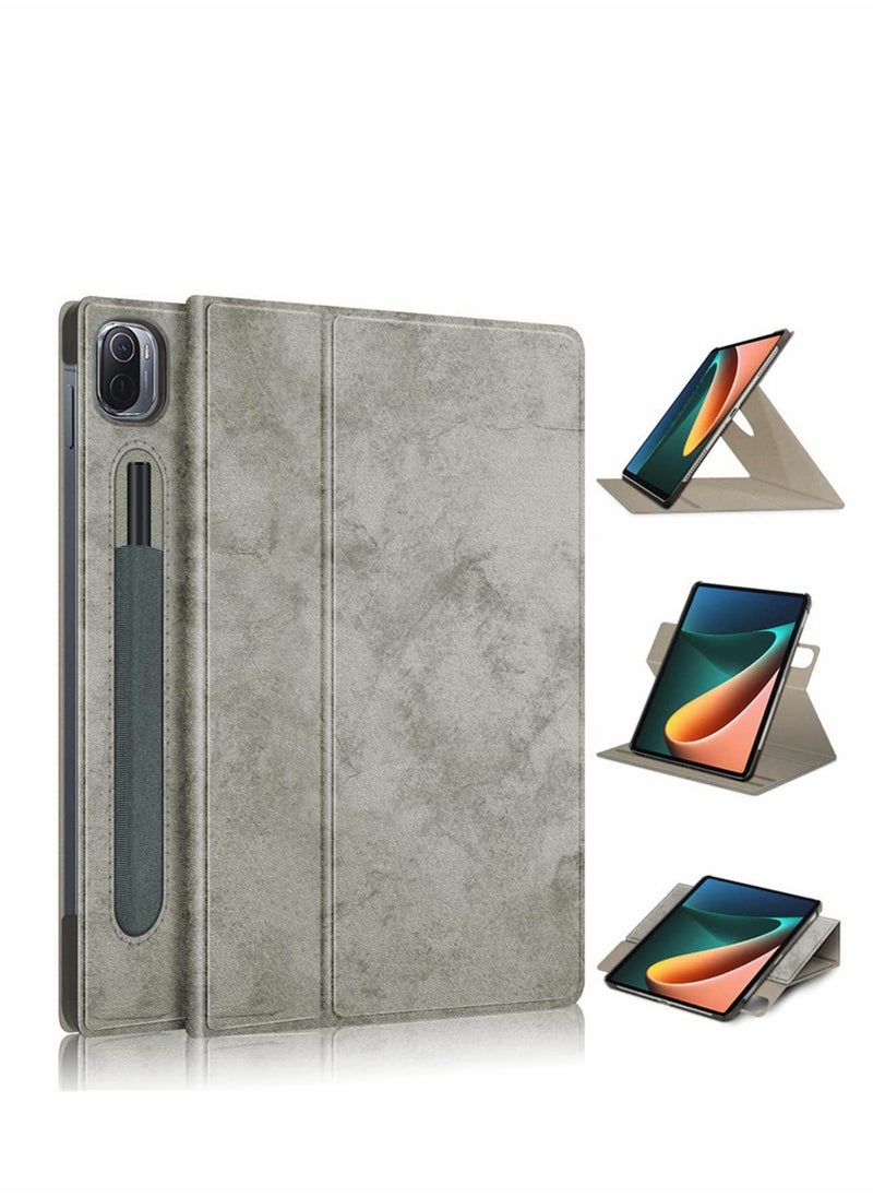SYOSI - Case for Xiaomi Mi Pad 5 case Pro Elastic Strap Pen Holder Stand Auto Sleep Wake Up Function Cover PU Leather Tablet Cases Gray - Image 1