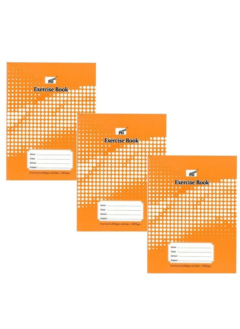 Psi 3-Piece Exercise Note Book Four Lined 100 Pages  - Image 1