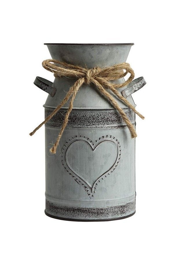 VANCORE Shabby Chic Milk Can Galvanized Vase Metal Jug French Rustic Bucket Farmhouse Decor  - Image 1