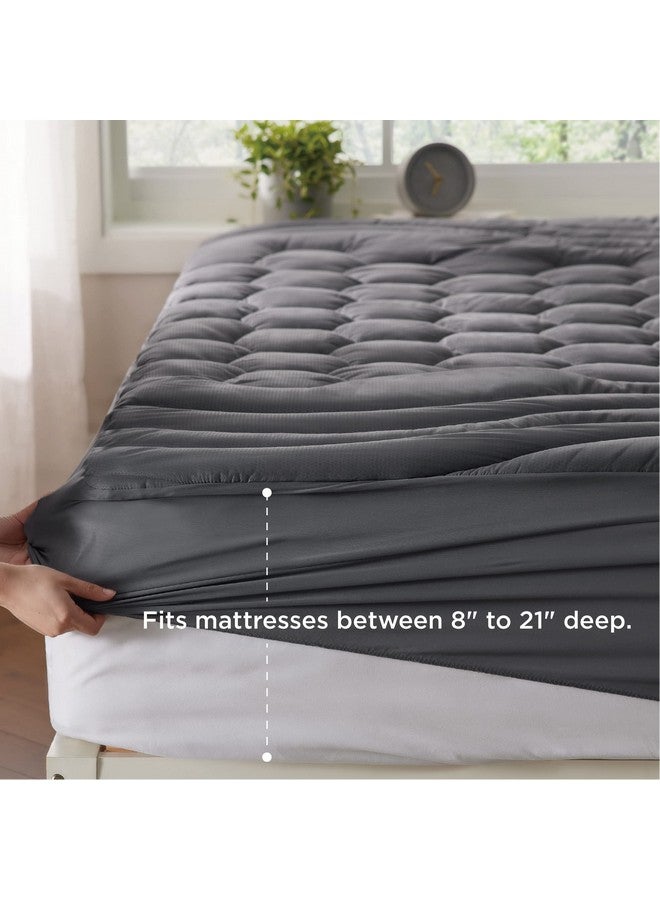 Bedsure Bedsure Grey Twin XL Mattress Pad - Soft Mattress Topper for College Dorm Room Essentials, Extra Long Twin Bed Cover Protector with 8-21 Inches Deep Pocket, Washable, Grey, 39x80 Inches  - Image 2