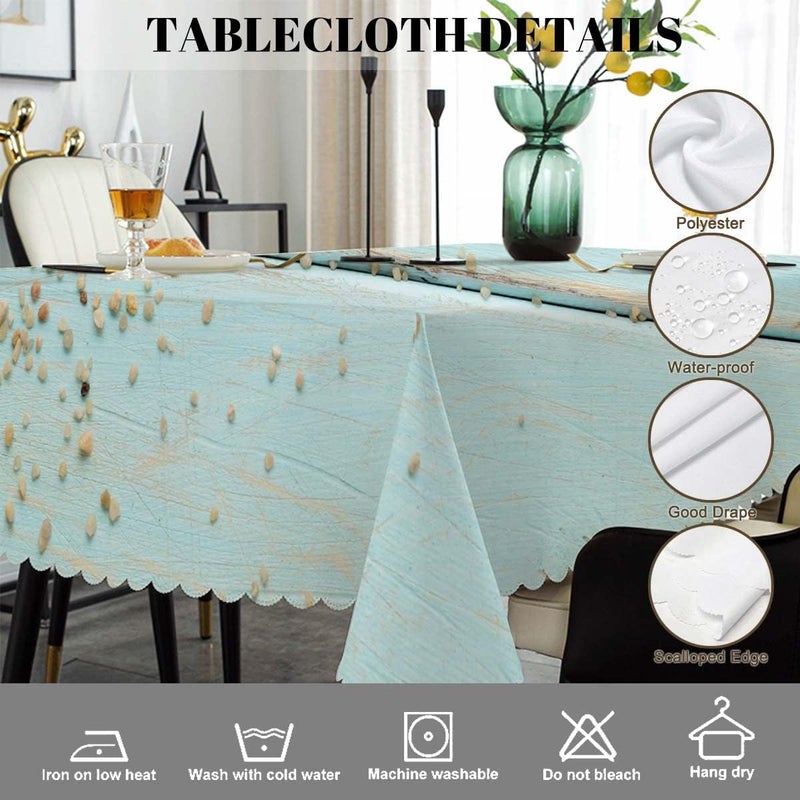 Swono Seashells Tablecloth Ocean Sand Starfish Seashells On Wooden Decorative Table Cover for Kitchen Dinner Room Party Banquet and Holiday Tablecloth 52x70 Inch46 Seats - Image 4