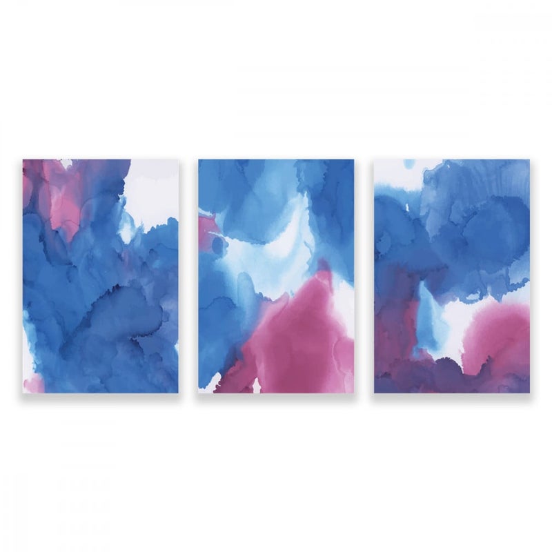 Marktna Three modern canvas paintings with an abstract design and a hollow frame, measuring (150×70), three pieces - Image 1