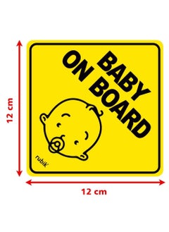 Rubik Baby on Board Car Sign Self Adhesive Sticker, 2pcs Reflective Kids Safety Warning Cute Design for Car Rear Window Bumper Universal Fit - 12x12cm  - Image 4