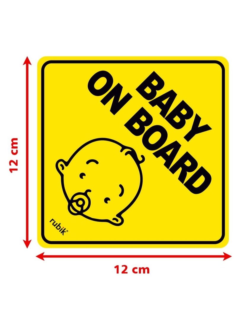 Rubik Baby on Board Car Sign Self Adhesive Sticker, 2pcs Reflective Kids Safety Warning Cute Design for Car Rear Window Bumper Universal Fit - 12x12cm  - Image 4