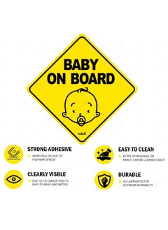 Rubik Baby on Board Car Sign Self Adhesive Sticker, 2pcs Reflective Kids Safety Warning Cute Design for Car Rear Window Bumper Universal Fit - 12x12cm  - Image 5