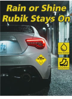 Rubik Baby on Board Car Sign Self Adhesive Sticker, 2pcs Reflective Kids Safety Warning Cute Design for Car Rear Window Bumper Universal Fit - 12x12cm  - Image 3