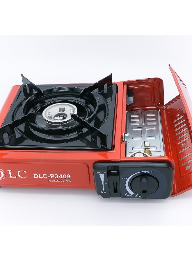 دي إل سي  موقد غاز محمول من DLC - قوة ٧٠٠٠ وحدة حرارية بريطانية | إشعال كهربائي | نظام قفل أمان | حامل أواني مطلي بالمينا | حقيبة حمل مرفقة | مثالي للتخييم والشرفات والتراسات والطهي في الهواء الطلق - Image 2