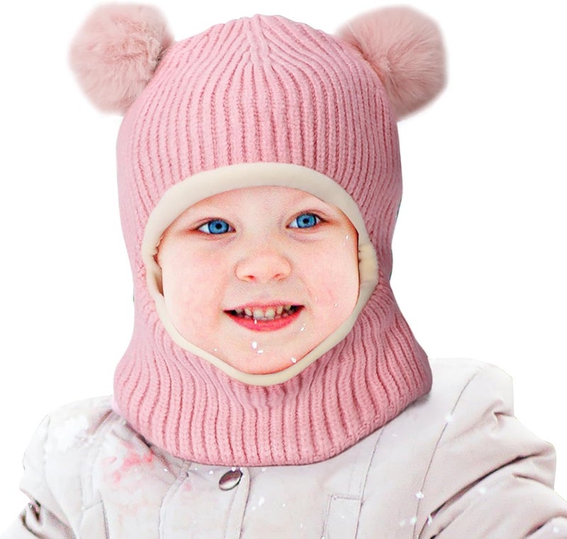 Knitted hat and scarf set for infants and young children (suitable for 6-24 months)  pink - Image 1