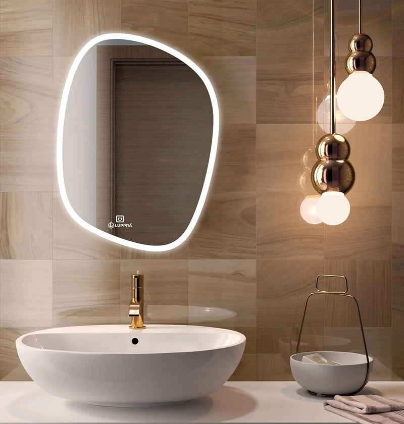 LUPPRA 18x24 Inch WallMounted LED Mirror with Smart Sensor and 3Color Light Warm White Natural Mirror Light Wash Basin Wall Mirror Fancy Washbasin MirrorSmart LED Design - Image 1