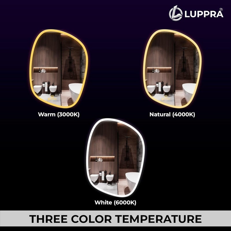 LUPPRA 18x24 Inch WallMounted LED Mirror with Smart Sensor and 3Color Light Warm White Natural Mirror Light Wash Basin Wall Mirror Fancy Washbasin MirrorSmart LED Design - Image 4