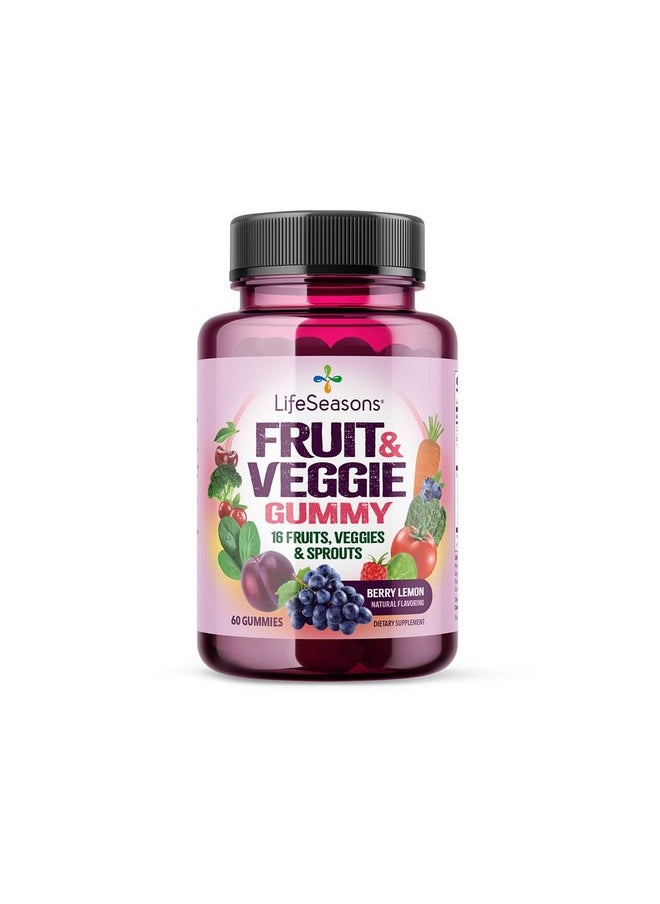 LifeSeasons - LifeSeasons Fruit & Veggie Gummy Supplement - 16 Fruits Vegetables & Sprouts - Vitamins Minerals & Antioxidants - Nutritional Support for Immunity & Wellness - 3X More Potent - 60 Gummies - Image 1
