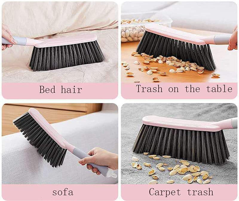 KPNG Soft Bristle Cleaning Brush Hand Brushs Bed Hair Dust Removal Scrubber Cleaner for Family Trip Sofa Furniture (Pack of-1, Pink) - Image 5