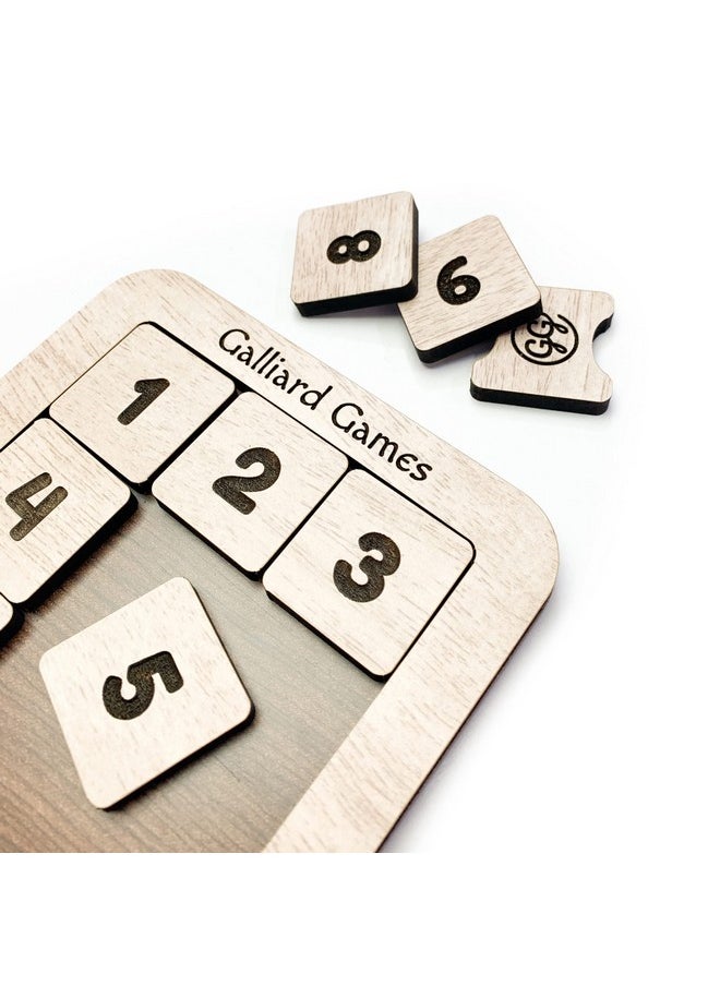 Galliard Games - Wooden Number Slide Fifteen Puzzle Noninterlocked Pieces (3X3) (White Oak) - Image 1