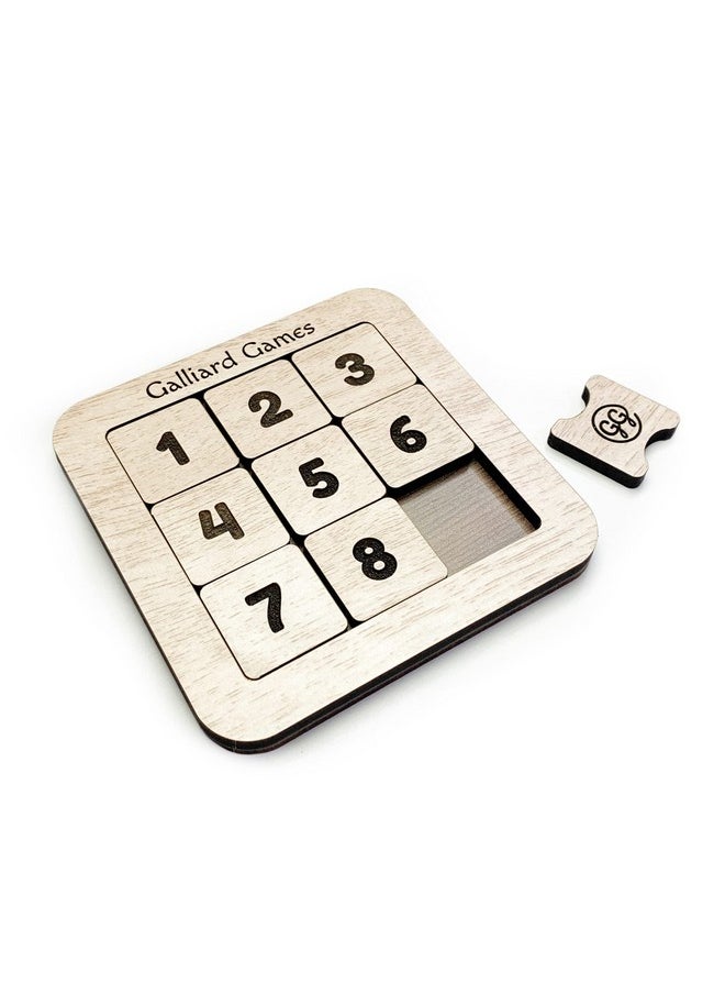 Galliard Games - Wooden Number Slide Fifteen Puzzle Noninterlocked Pieces (3X3) (White Oak) - Image 1