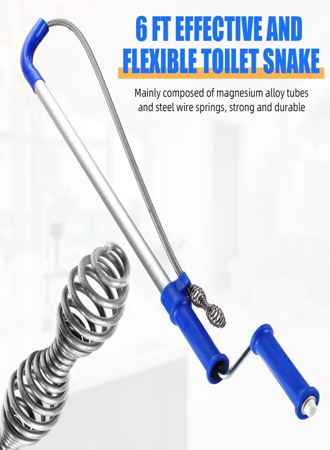 Threlaco 6 FT Drain Snake for Toilets Drain Auger Toilet Snake Auger Silicone Protection to Prevent Damage Toilet Auger Clog Remover Tool Plumbing Snake for Heavy Toilet Blockages - Image 4