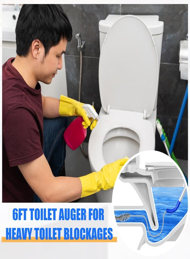 Threlaco 6 FT Drain Snake for Toilets Drain Auger Toilet Snake Auger Silicone Protection to Prevent Damage Toilet Auger Clog Remover Tool Plumbing Snake for Heavy Toilet Blockages - Image 5