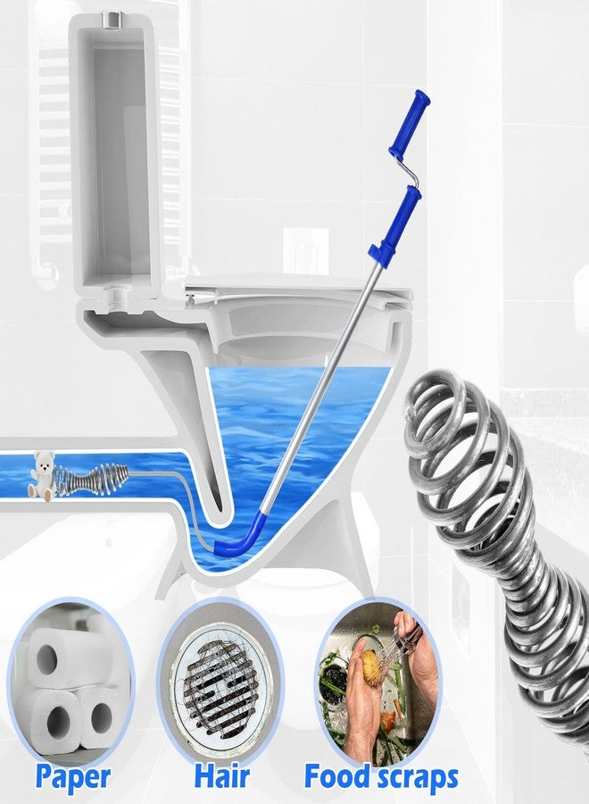 Threlaco 6 FT Drain Snake for Toilets Drain Auger Toilet Snake Auger Silicone Protection to Prevent Damage Toilet Auger Clog Remover Tool Plumbing Snake for Heavy Toilet Blockages - Image 3