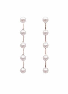 SYOSI Boho Pearl Drop Dangle Earring Gold Long Tassel Pearl Earrings Tiny Pearl Chain Earrings Vintage Earrings Jewelry for Women and Girls (Gold)  - Image 4