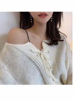 SYOSI Boho Pearl Drop Dangle Earring Gold Long Tassel Pearl Earrings Tiny Pearl Chain Earrings Vintage Earrings Jewelry for Women and Girls (Gold)  - Image 5