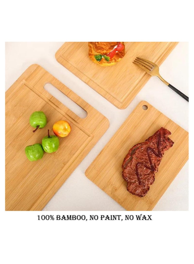 Zimtal Bamboo Wooden Chopping Board with Handle Cutting Board with Juice Groove for Kitchen, Meat, Vegetables (Medium) - Image 4