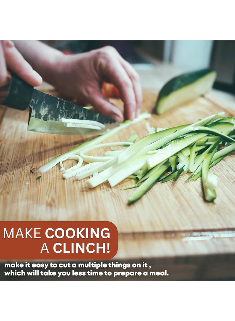 Zimtal Bamboo Wooden Chopping Board with Handle Cutting Board with Juice Groove for Kitchen, Meat, Vegetables (Medium) - Image 5