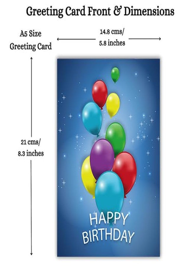 MAKEPHOTOGIFTS Happy Birthday Greeting Card with Envelope - A5 Size, Blank Inside, Colorful Balloon & Party Hat Design, Premium Birthday Card for Friends, Family & Colleagues (Design 5) - Image 4