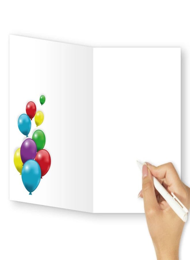 MAKEPHOTOGIFTS Happy Birthday Greeting Card with Envelope - A5 Size, Blank Inside, Colorful Balloon & Party Hat Design, Premium Birthday Card for Friends, Family & Colleagues (Design 5) - Image 2