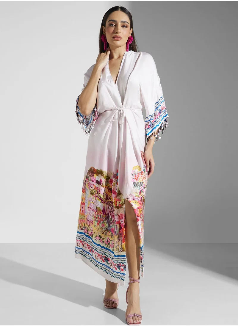 Hope & Ivy Floral Printed Kimono Dress