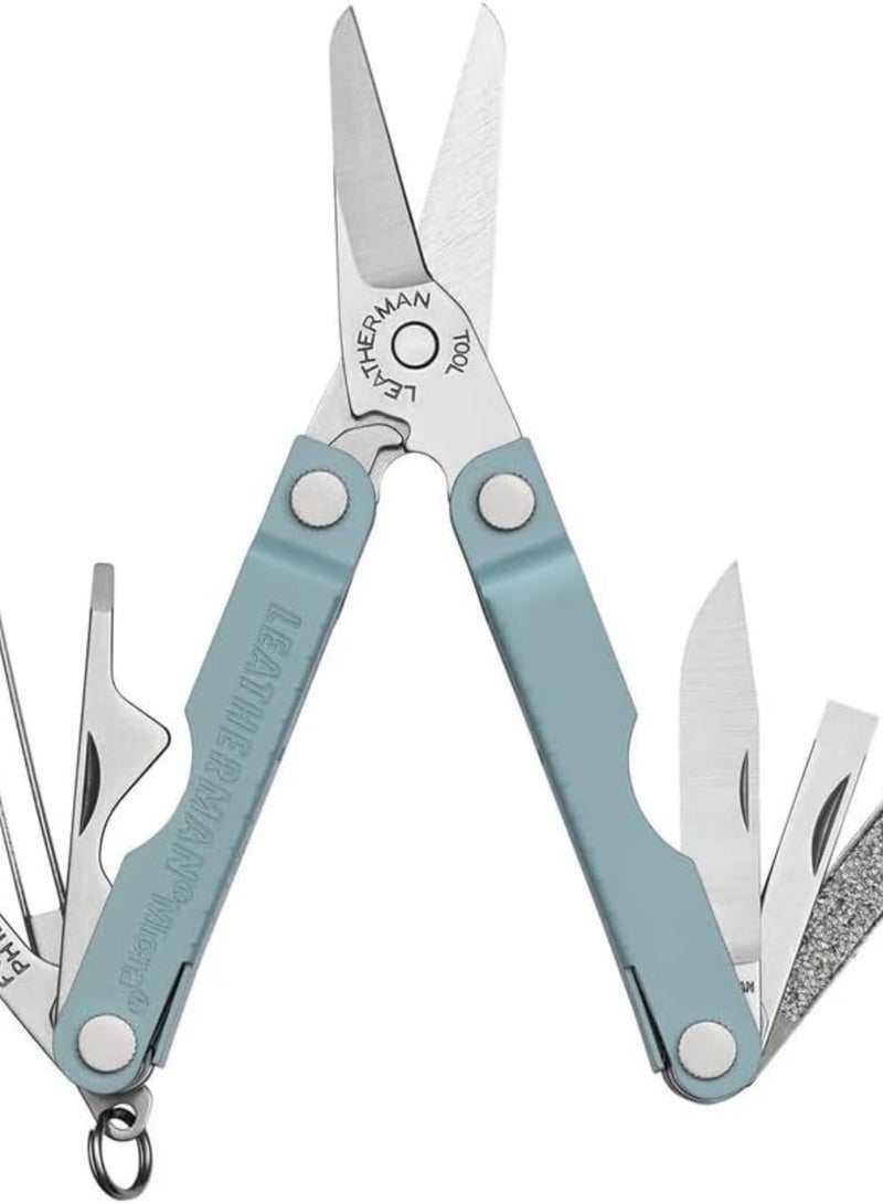 GGOOT Micra - Stainless Steel Keyring Multi-Tool with Scissors & 9 Tools, Arctic Blue - Image 1