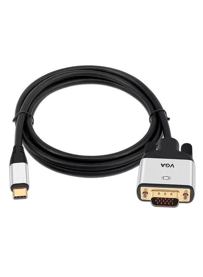محول USB-C إلى VGA أسود فضي سريع 3 أقدام كابل محول فيديو عالي السرعة - Image 4