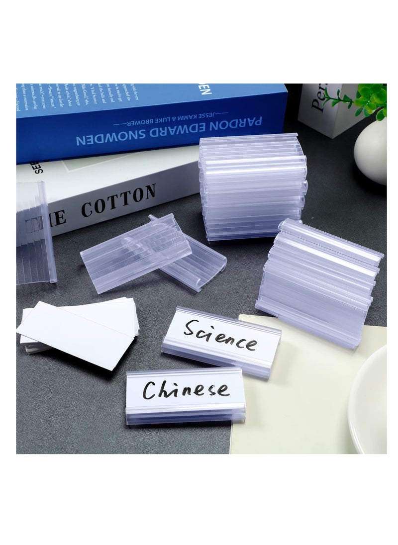 SYOSI - 30 Pcs Wire Shelf Label Holders with Label Paper Inserts, Clear Plastic Shelf Tags for Wire Shelving Metro Shelving Clips Shelf Label Clips Compatible with 1-1/4 Inch Shelves - Image 1