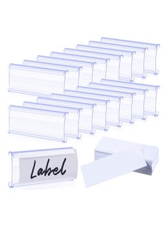 30 Pcs Wire Shelf Label Holders with Label Paper Inserts, Clear Plastic Shelf Tags for Wire Shelving Metro Shelving Clips Shelf Label Clips Compatible with 1-1/4 Inch Shelves