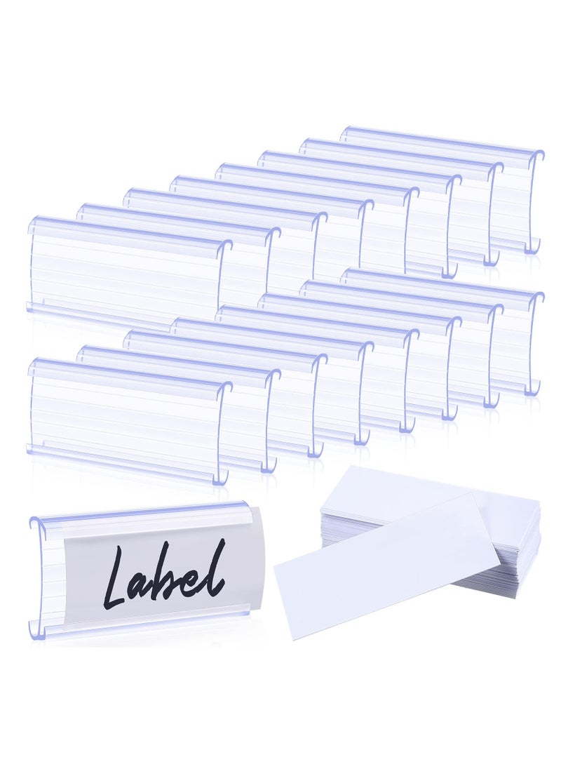 SYOSI - 30 Pcs Wire Shelf Label Holders with Label Paper Inserts, Clear Plastic Shelf Tags for Wire Shelving Metro Shelving Clips Shelf Label Clips Compatible with 1-1/4 Inch Shelves - Image 1