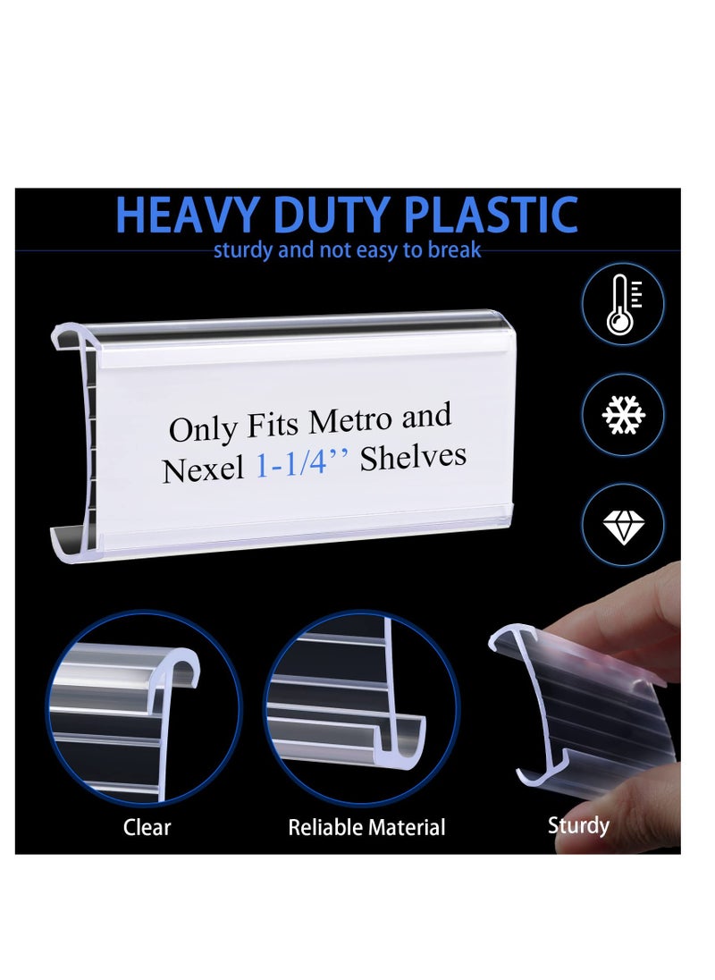 SYOSI - 30 Pcs Wire Shelf Label Holders with Label Paper Inserts, Clear Plastic Shelf Tags for Wire Shelving Metro Shelving Clips Shelf Label Clips Compatible with 1-1/4 Inch Shelves - Image 1