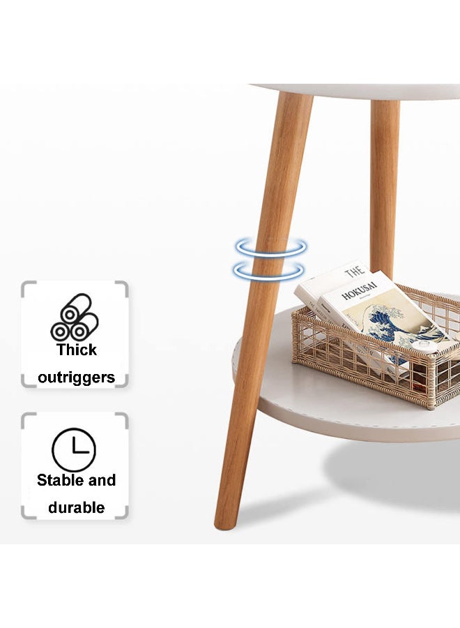 ZERIFAM Round End Table - 2 Tier Coffee Side Table, Living Room Tables, Bedside Corner Tables, Used For Bedrooms, Living Rooms, Coffee Corners, Offices. (Warm White) - Image 3